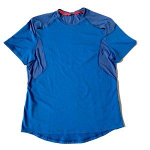Lululemon Men L Blue Mesh Tee Shirt Reflective Running Zip Pocket